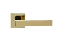 Set de mânere pentru uși pe rozete pătrate Seria Zn|THORIUM PVD|aur lucios