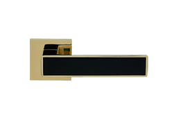 Ручки для дверей на квадратной розете Серия Zn NIKEL PVD/Black золото блестящее / черный